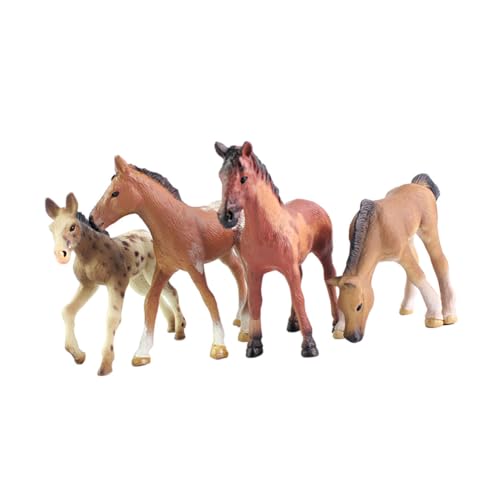 HEALSOPTHY 4 Stück Simulationspferd Heimdekoration Pferdemodell Miniatur Kinderspielzeug Hübsche Pferdeverzierung Mini-pferdedekor Desktop-pferdeverzierung Brown Plastik von HEALSOPTHY