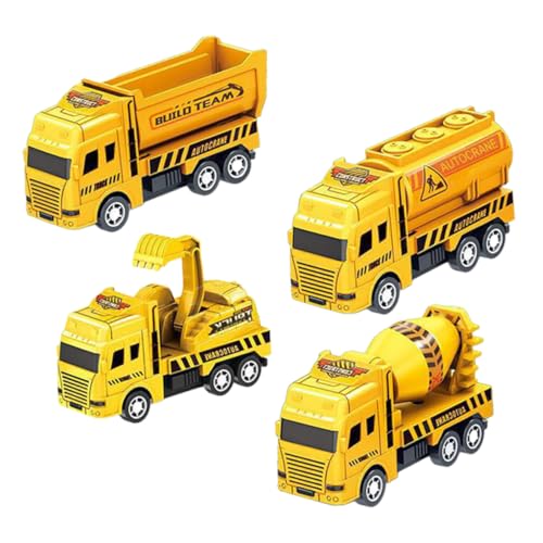 HEALSOPTHY 4 Stück Technikfahrzeug Zurückziehen Mini Kipper Fahrzeuge Auto Kleines LKW-Modell Für Kleinlastkraftwagen Mit Reibungsantrieb Yellow Plastik von HEALSOPTHY