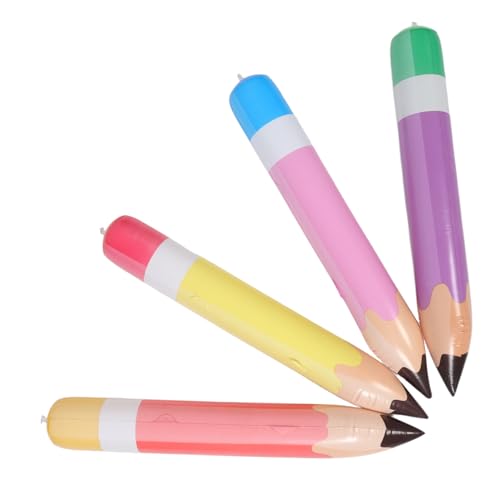 HEALSOPTHY 4 Stück Teiliges Aufblasbare Jumbo-bleistiftballons aus Robustem PVC Farbenfrohe Schuldeko für Klassenzimmer und Abschlussfeiern Einfach Aufzublasen als Lernspielzeug und von HEALSOPTHY