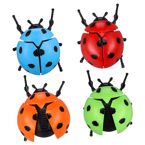 HEALSOPTHY 4 Stück Teiliges Aufziehspielzeug Käferform Bunte Wind Up Tiere aus Kunststoff Lustige Gartendeko für Erwachsene Lebendige Partygeschenke von HEALSOPTHY