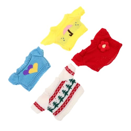 HEALSOPTHY 4 Stück Teiliges Bärenkleidung Weiche Hautfreundliche Strickpullover mit Weihnachtsbaum Regenschirm Blumen Herzmotiven Austauschbare Kuscheltier Outfits für DIY Plüschspielzeug von HEALSOPTHY