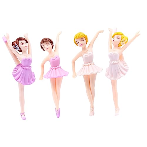 HEALSOPTHY 4 Stück Teiliges Ballerina Mädchen Kuchenornament Elegante Weiße und Figuren Langlebige Dessertdekoration für Geburtstagskuchen Cupcake Topper Party Deko von HEALSOPTHY