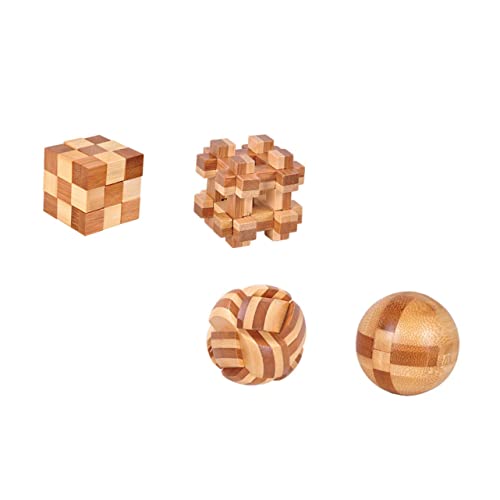 HEALSOPTHY 4 Stück Teiliges Bambus Ming Schloss Kreatives Holzpuzzle Konzentration und Intelligenz Pädagogisches Montessori Lernspielzeug für Kleinkinder und Ab Jahren von HEALSOPTHY