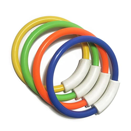 HEALSOPTHY 4 Stück Teiliges Buntes Tauchringe Unterwasser Tauchspielzeug Schwimmtraining Poolspielzeug Orange Grün Gelb Blau von HEALSOPTHY