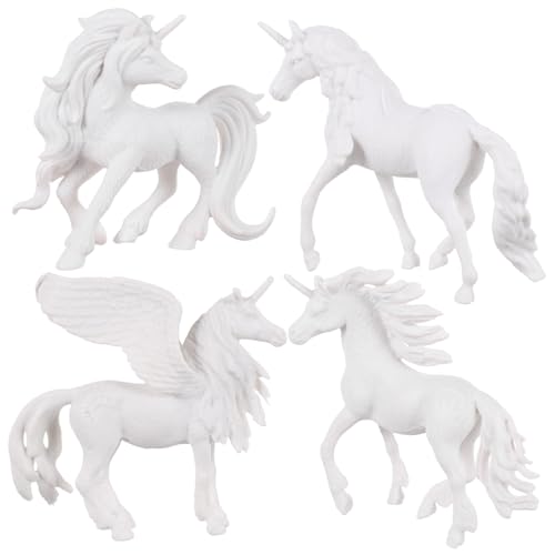 HEALSOPTHY 4 Stück Teiliges DIY Einhorn Malset für Langlebige Kunststoffmodelle Kreatives Bastelspielzeug für Kindergeburtstag Hand Auge Koordination und Farbenerkennung Fördern von HEALSOPTHY