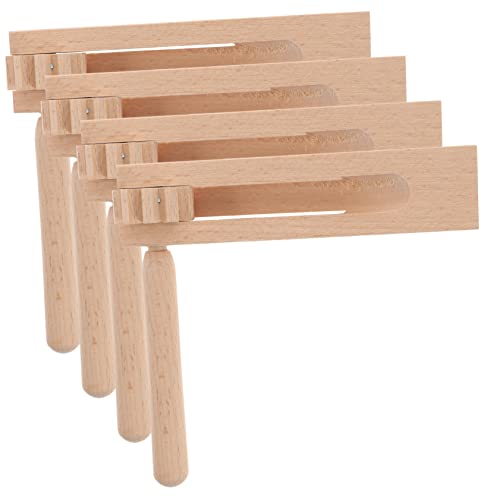 HEALSOPTHY 4 Stück Teiliges Holz Ratsche Geräuschmacher Manuell Drehbare Kastagnetten Pädagogisches Musikinstrument für Sicher Langlebig für Partys und Sportveranstaltungen von HEALSOPTHY