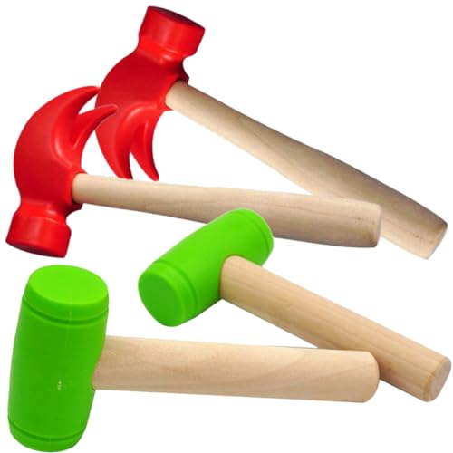 HEALSOPTHY 4 Stück Teiliges Holzhammer Spielzeugset für Pädagogisches Mallet für Geburtstagsfeiern und Kreative Lernspiele Fördert Hand Augen Koordination und Griffstärke von HEALSOPTHY