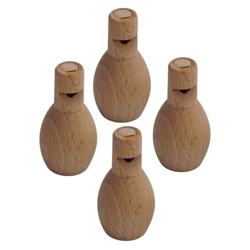 HEALSOPTHY 4 Stück Teiliges Holzpfeifen Unbemalt Bemalen Robustes Naturholz Glatte Oberfläche ohne Grate Sicherer Klangspielzeug für Frühe Musikalische Bildung und Kreatives DIY Spiel von HEALSOPTHY