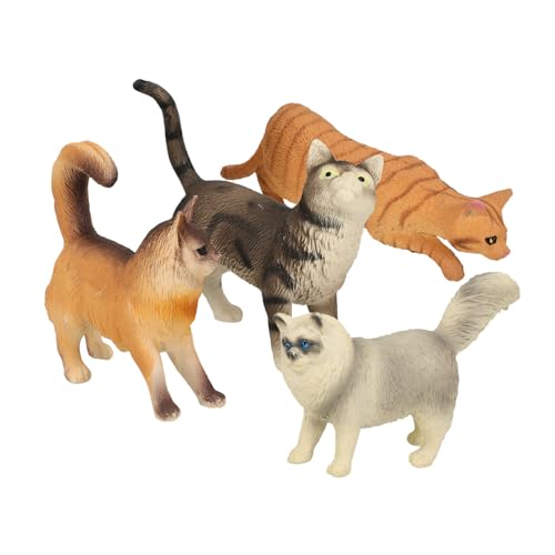 HEALSOPTHY 4 Stück Teiliges Katzenfigur aus Robustem Kunststoff Bunte und Lebendige Dekofiguren für Kinderzimmer und Schreibtisch Spielerisches Lernspielzeug und Verantwortungsbewusstsein von HEALSOPTHY