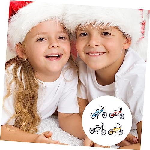 HEALSOPTHY 4 Stück Teiliges Mini Finger Fahrrad aus Aluminiumlegierung und Kunststoff Bewegliche Miniatur Sport fingerbikes in Gelb Blau Schwarz Orange Stressabbauendes zur Handkoordination von HEALSOPTHY