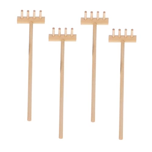 HEALSOPTHY 4 Stück Teiliges Mini Holzrechen für Sandkasten und Garten Vielseitige Miniatur Werkzeuge aus Robustem Holz Kindersicheres Design für Sandspiel und Kleine Gartenarbeiten von HEALSOPTHY
