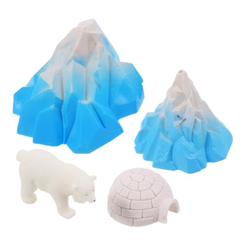 HEALSOPTHY 4 Stück Teiliges Mini Igloo Modell mit Lebensnahen Polarbären und Eisberg Detailreiches Puppenhaus Ornament für Winter dioramen Tischdeko und Kindgerechtes von HEALSOPTHY