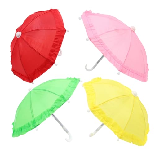 HEALSOPTHY 4 Stück Teiliges Mini Regenschirm für Dekorative Puppenhaus Accessoires Grün Rot Gelb für Fotos und Miniaturhäuser von HEALSOPTHY
