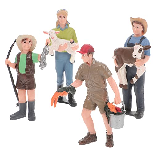 HEALSOPTHY 4 Stück Teiliges Miniatur Bauernhof Figuren Realistische Farmer Charakter Figuren Dekorative Bauernhof Menschen Modell für Lernspielzeug und Heimdekoration von HEALSOPTHY