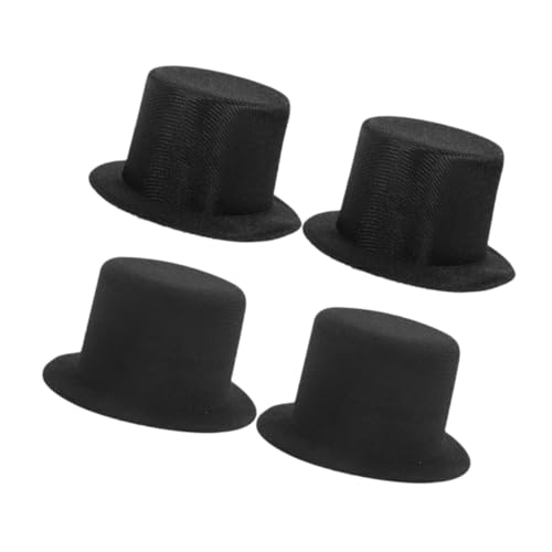 HEALSOPTHY 4 Stück Teiliges Miniatur Top Hat aus Schwarzem Kleine Weihnachtsmütze für DIY Puppen Schneemann Deko und Bastelbedarf Langlebig Formstabil für Festliche Anlässe und Cosplay von HEALSOPTHY