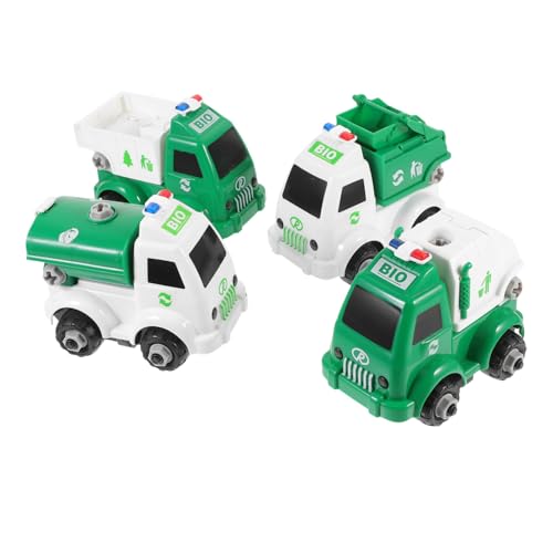 HEALSOPTHY 4 Stück Teiliges Müllwagen mit Schraubendreher Abnehmbar aus Robustem Handliche für Kleine Hände Sicher und Detailreich Geschenk Zufällige Farbe Zufällige Farbe von HEALSOPTHY