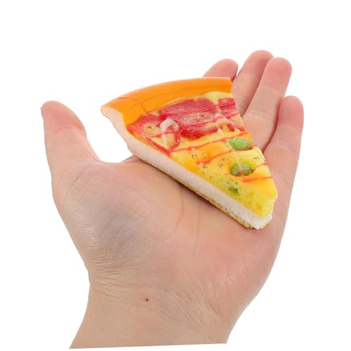 HEALSOPTHY 4 Stück Teiliges PU Kunstpizza Realistische Pizzastücke Lebensmittelecht Wirkende Deko für Spielküche und Küchenparty Zubehör Spielerische Pizza Simulation von HEALSOPTHY