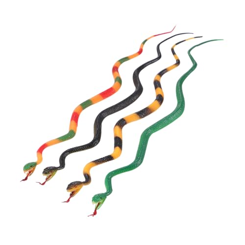 HEALSOPTHY 4 Stück Teiliges Realistische Schlangenspielzeuge Künstliche Requisiten für Halloween Aprilscherz und Kostümparty Farblich Sortierte Täuschend Echte Schlangenfiguren für Partys von HEALSOPTHY