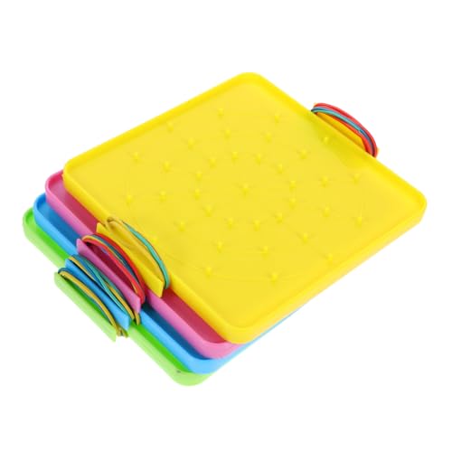 HEALSOPTHY 4 Stück Teiliges Set Doppelseitige Geoboards aus Kunststoff Pädagogisches Lernspielzeug für Mathematik Graphische Lehrmittel zur Verbesserung der Mathematischen Fähigkeiten und von HEALSOPTHY