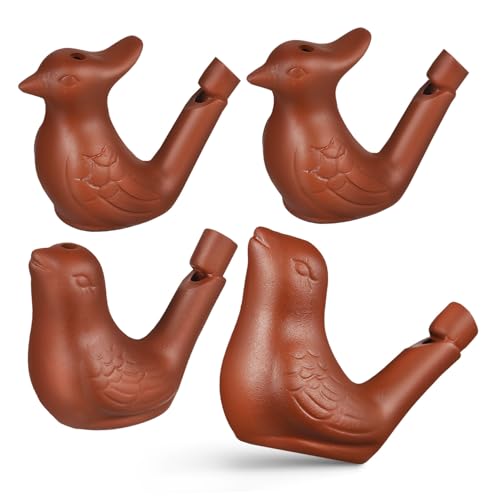 HEALSOPTHY 4 Stück Teiliges Vogelpfeifen mit Wasserfüllung Musikalische Vogelpfeifen aus Töpferware Lustige Noisemaker Spielzeuge für Tragebändern Dekorative Vogelklangpfeifen von HEALSOPTHY
