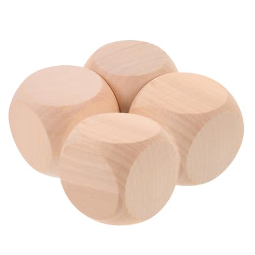 HEALSOPTHY 4 Stück Unvollendete Holz Würfel Groß Blanko DIY Bastelwürfel für Spiel Party Gravur Alphabet und Zahlenwürfel Natürliche Holzklötze für Kreative Handwerksprojekte von HEALSOPTHY