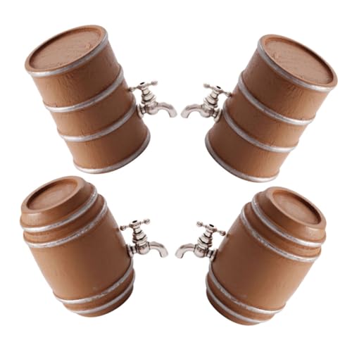 HEALSOPTHY 4 Stück Weinfass Realistische Holzfass Figuren für DIY Handwerk Fotografie Requisiten und Bildungsausstellungen für Micro Landschaftsdekoration von HEALSOPTHY
