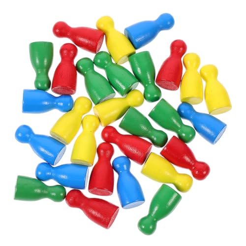 HEALSOPTHY 40 Stück Teiliges Holz Schachfiguren Ersatzspielsteine in Farben Rot Gelb Blau Grün Tragbare Spielfiguren für Brettspiele Leicht Kompakt für Schach Pädagogik und von HEALSOPTHY