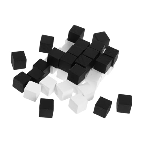 HEALSOPTHY 40 Stück Teiliges Mini Holz Schachspiel Ersatzfiguren Quadratische Schwarz Weiße Holzspielsteine Glatte Oberfläche für Brettspiele Bastelprojekte und Schachzubehör von HEALSOPTHY