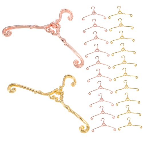 HEALSOPTHY 40 Stück Teiliges Miniatur kleiderbügel aus Metall in Vintage Stil Kleine Puppen kleiderbügel für Puppenhaus Kompakte Robuste Mini kleiderstangen in Gold und Roségold zur von HEALSOPTHY