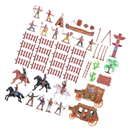 HEALSOPTHY 43 Stück Teiliges Western Cowboy Miniatur Modellset aus Stabilem Kunststoff Detailreiche Figuren mit Verschiedenen Posen und Kleidung Realistische Sandtisch Dekoration als von HEALSOPTHY