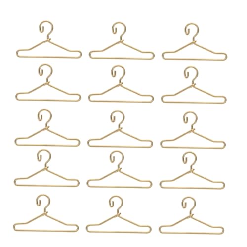 HEALSOPTHY 45 Stück Teiliges Mini Puppenkleiderbügel Goldfarbene Miniatur Kleiderbügel für Puppenhaus Zarte und Praktische Aufbewahrung von Puppenkleidung und Accessoires von HEALSOPTHY