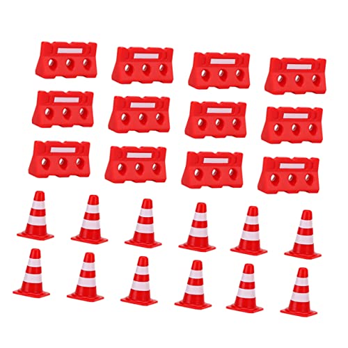 HEALSOPTHY 48 Stück Straßenschild Barrikade Verkehrszäune Bildungsspielzeug verkehrserziehung verkehrsschilder Simulation Straßensperren Mini Road Cone von HEALSOPTHY