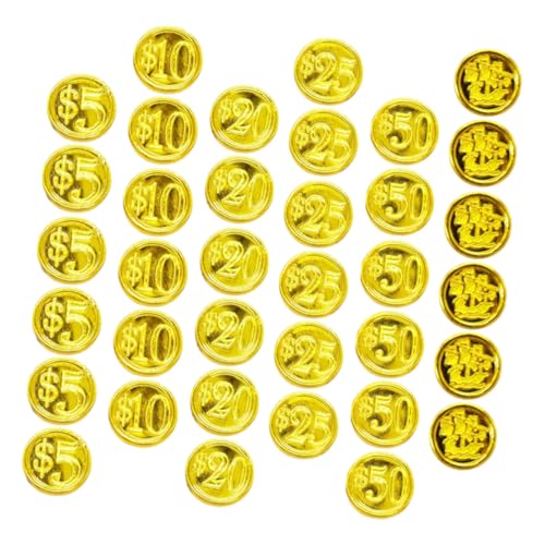 HEALSOPTHY 48 Stück Teiliges Plastikmünzenspielzeug Spielmünzen aus Kunststoff Sichere mit Glatter Oberfläche für Piratenparty Kindergeburtstag Spiel und Dekoration Leicht und Langlebig von HEALSOPTHY