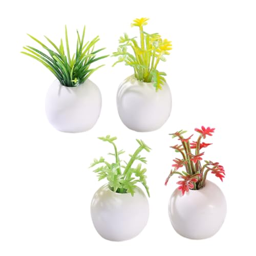 HEALSOPTHY 4Stücke Bonsai Topfpflanze Künstliche Pflanzen für Puppenhaus Dekoration Realistische Grüne Pflanzen ohne Pflegebedarf für Mikrolandschaft von HEALSOPTHY