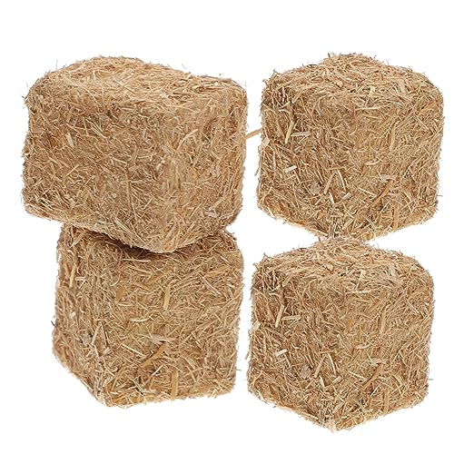 HEALSOPTHY 4Stücke Mini Heuballen Deko Simulierte Heuhaufen für Hofszene Hochwertiges Holzmaterial für DIY Projekte und Kreative Dekoration und Garten von HEALSOPTHY