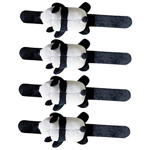 HEALSOPTHY 4Stücke Plüsch Panda Kinderarmbänder Klopfarmbänder für Slap Armbänder Mitgebsel für Partys und Bastelaktionen Spaß für Jung und Komfortabel und Anpassbar von HEALSOPTHY