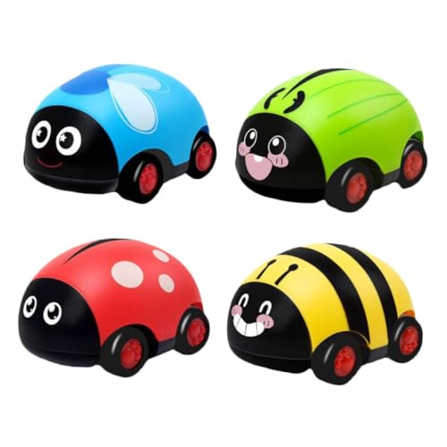HEALSOPTHY 4Stücke Pull Back Spielzeugautos Fahrzeugspielzeuge für Kreatives Design Kognitiven Fähigkeiten Langlebig und Batteriefrei von HEALSOPTHY