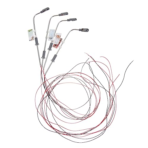 HEALSOPTHY 4Stücke Straßenlaternen Modell LED Beleuchtet Rostfreier Puppenhauslichter für Sandtisch Dekoration Realistische Landschaftsbeleuchtung von HEALSOPTHY