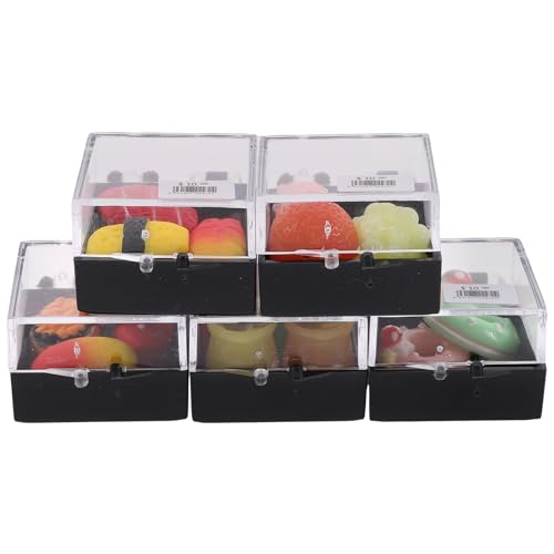 HEALSOPTHY 5 Kartons Mini-Donuts Aus Plastik Puppenhaus Lebensmittelmodell Foto -Requisiten Puppenhaus-Essen- Puppenhausdekor Dekoratives Sushi-Modell Simulationskrapfen Jam-Modell Harz von HEALSOPTHY