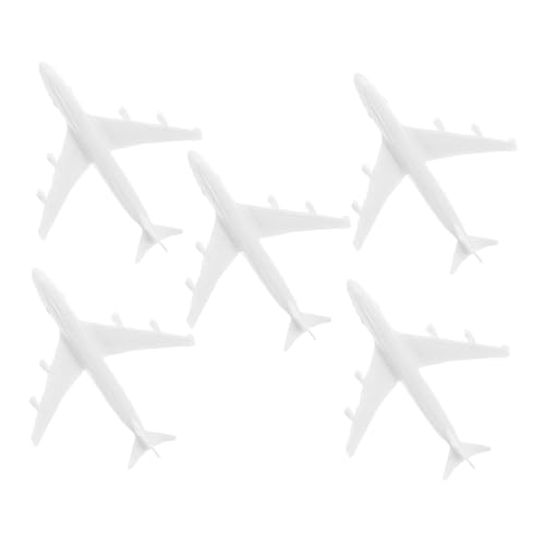 HEALSOPTHY 5 STK. Teiliges Miniatur Flughafenanlagen Modellflugzeuge Sandkastendekor Detailreiche Weiße Flugzeugfiguren für Architekturmodelle und Heimdeko von HEALSOPTHY
