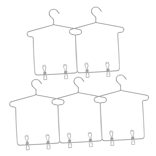 HEALSOPTHY 5 Sätze Miniature Doll Clothes Hangers Clips für Aufbewahrung von Puppenkleidern Zubehör für Puppenstuben Silberfarben von HEALSOPTHY