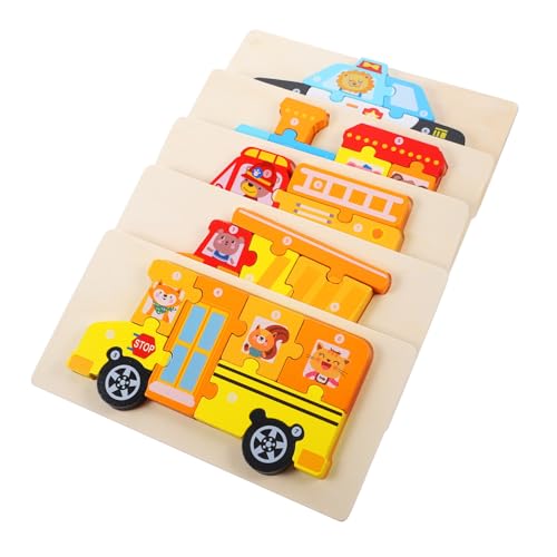 HEALSOPTHY 5 Sätze Teiliges Holzpuzzle für Cartoon Motiven Pädagogisches Lernspielzeug zur Kognitiven Fein Verarbeitet Sicher und Langlebig für Junge Mädchen und Kleinkinder von HEALSOPTHY