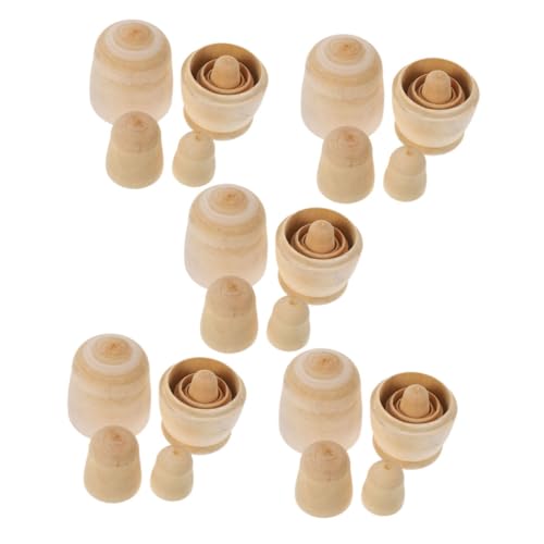 HEALSOPTHY 5 Sätze Unbemalte Puppen aus Holz Lagige Russische Nesting Dolls für DIY Kinderfreundliches Malset für Party Bastelprojekte und Kreative Geschenke von HEALSOPTHY
