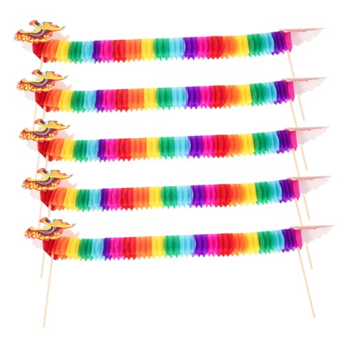 HEALSOPTHY 5 Stück 5-teiliges chinesisches Drachendekorationsset aus Papier, handlich, bunt, DIY Partyzubehör für das chinesische Neujahrsfest, Frühlingsfest, Foto-Requisiten und interaktive HEALSOPTHY 5 Stück 5-teiliges chinesisches Drachendekorationsset aus Papier, handlich, bunt, DIY Partyzubehör für das chinesische Neujahrsfest, Frühlingsfest, Foto-Requisiten und interaktive von HEALSOPTHY