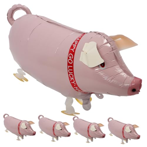 HEALSOPTHY 5 Stück Ballon kinderspielzeug für balongas funny toys badespielzeug pool balloons Schweine groß Party Tiere aufblasbar Partei aufblasbar Aluminiumfolie Rosa von HEALSOPTHY