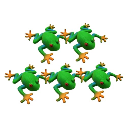HEALSOPTHY 5 Stück Frosch- Zum Stressabbau Frosch Plüsch Mini-frösche Matschiger Frosch Kleine Frösche Große Kuscheltiere Stickig Frosch Riesiger Bär Weiches Gummi Green von HEALSOPTHY