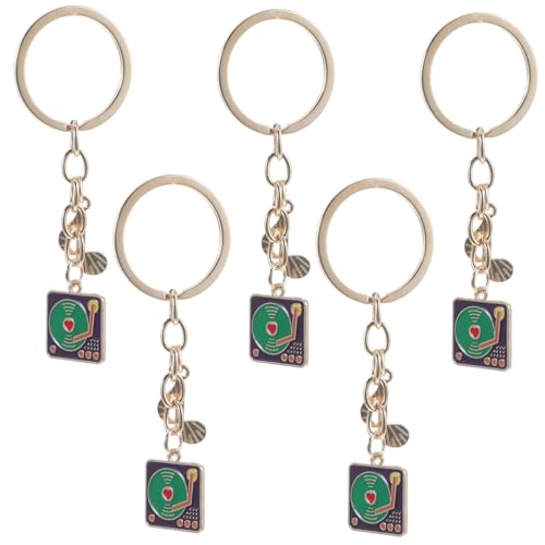 HEALSOPTHY 5 Stück Grammophon Schlüsselanhänger Party Charm Accessoire Musik Ornamente Schlüsselanhänger Für Frauen Ring Retro Süßer Liebhaber Geldbörse Schallplatten von HEALSOPTHY