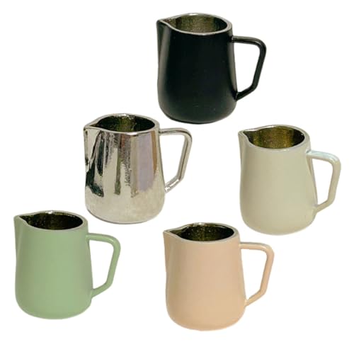 HEALSOPTHY 5 Stück Kaffeetassen Milchspender Espressotassen Süße Tassen Kaffeekanne Messbecher Kaffeebecher Puppenhaus-milchkännchen Mini- -Layout-Requisiten Milchkrugbecher Legierung von HEALSOPTHY