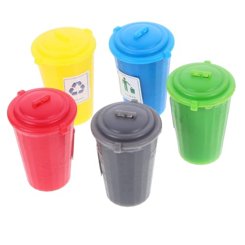 HEALSOPTHY Kleiner Mülleimer 5 Stücke für Puppenhaus Miniatur Mülltonnen Satz Sandtisch Zubehör Kinder Mülleimer Modell Mikro Landschafts Zubehör von HEALSOPTHY