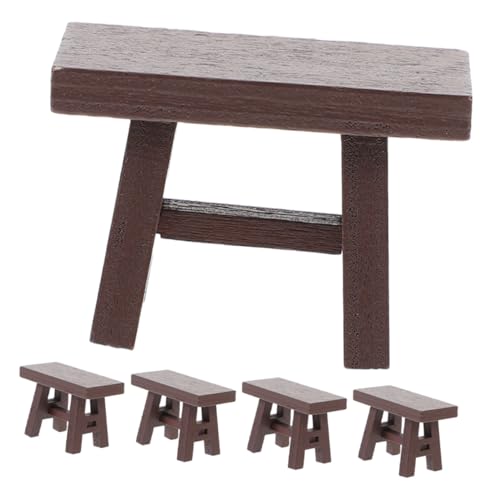 HEALSOPTHY 5 Stück Mini Möbel Dekor Miniatur Bank Puppenhaus Kleiner Stuhl Mini Holzstuhl Dinging Hocker Bank Braunes von HEALSOPTHY